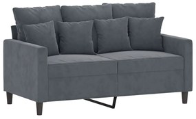 2 pcs conjunto de sofás com almofadões veludo cinzento-escuro