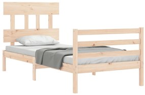 Estrutura de cama com cabeceira 100x200 cm madeira maciça