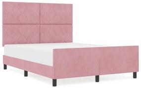 Cama vidaXL Rosa 140x200 cm Veludo
