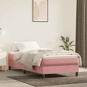 Colchão de molas ensacadas 90x210x20 cm veludo rosa