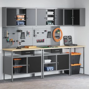 Conjunto de mesa para guardar ferramentas de 10 peças vidaXL em madeir