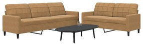 2 pcs conjunto de sofás com almofadões veludo castanho