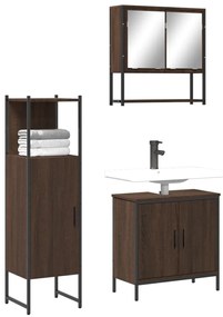 vidaXL 3 pcs conj. móveis WC derivados madeira cor carvalho castanho