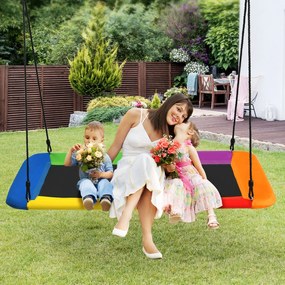 Baloiço para crianças com cordas ajustáveis Estrutura de aço impermeável para interior exterior jardim 150 x 80 cm Multicolorido