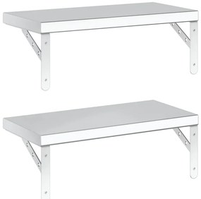 Prateleiras de parede 2 pcs 50x23,5 cm aço inoxidável prateado
