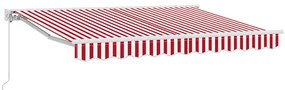 Toldo Retrátil Manual Vermelho e Branco 350x200 cm