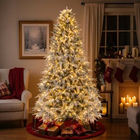 Árvore de Natal artificial de 240 cm com (DECORAÇÕES NÃO INCLUIDAS) pré-iluminada com 460 luzes LED brancas quentes Pontas dos ramos Verde e Branco