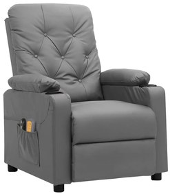 Poltrona de massagens elétrica couro artificial cinzento