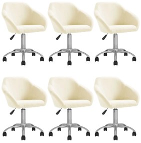 vidaXL Cadeiras de jantar giratórias 6 pcs tecido cor creme