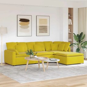 vidaXL Sofá modular com pufes e almofadas veludo amarelo