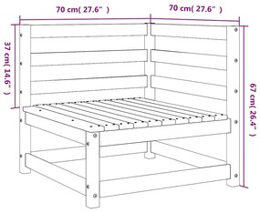 Sofás canto p/ jardim 2pcs 70x70x67cm pinho maciço castanho-mel