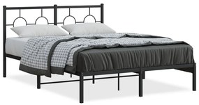 vidaXL Estrutura de cama com cabeceira 135x190 cm metal preto