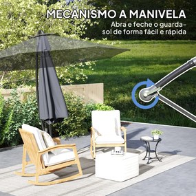 Chapéu de Sol Excêntrico Ø 290 cm Chapéu de Sol de Jardim com Base Cru