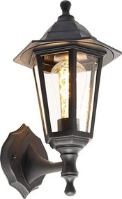 Candeeiro de parede exterior clássico preto IP44 - New Haven
