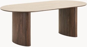 Mesa de jantar oval com tampo de aspeto travertino Delphi, 210 x 100 cm
