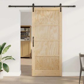 Porta Deslizante vidaXL com Conjunto de Ferragens 93x211 cm Madeira Sólida de Pinho