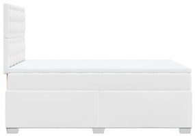 Cama boxspring com colchão 120x190 cm couro artificial branco