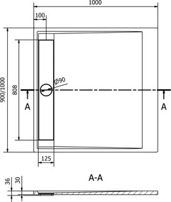 Mexen Amon base de duche quadrada SMC 100 x 100 cm, preta - 4F701010
