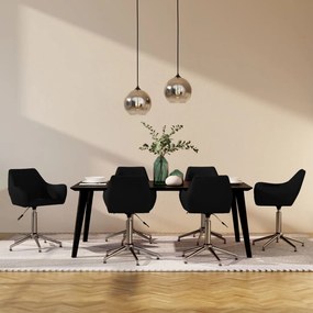 vidaXL Cadeiras de jantar giratórias 6 pcs tecido preto