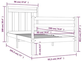 Estrutura de cama solteiro 90x190 cm madeira maciça