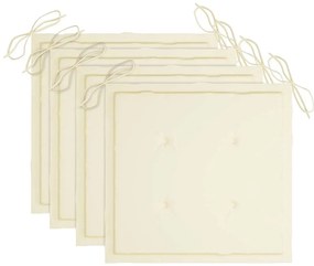 Cadeiras de jardim c/ almofadões creme 4 pcs teca maciça
