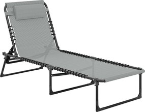 Outsunny Espreguiçadeira Dobrável Revestimento Respirável Estrutura Metálica 189x58x30 cm Cinza Claro | Aosom Portugal