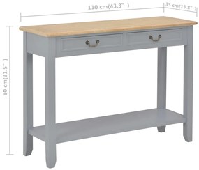 Mesa consola 110x35x80 cm madeira cinzento