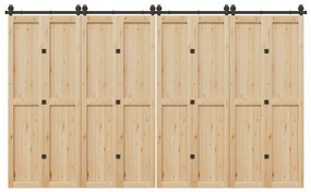 Kit de ferragens para porta deslizante 366 cm aço preto