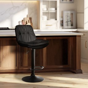 Banco de bar em couro sintético com estrutura preta 92-113 x 46 x 54 cm preto