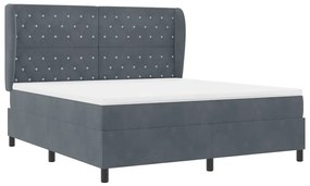 Cama Box com Colchão Cinza Escuro 180x200 cm em Veludo