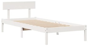 Cama com estante sem colchão 90x200 cm pinho maciço branco