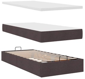 Cama otomana com colchão 90x200 cm tecido castanho escuro