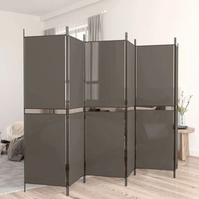vidaXL Divisória/biombo com 6 painéis 300x200 cm tecido antracite