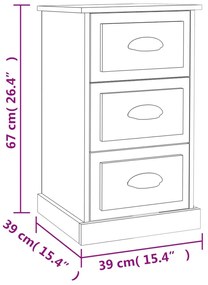 Mesa cabeceira 39x39x67 cm derivados madeira branco brilhante