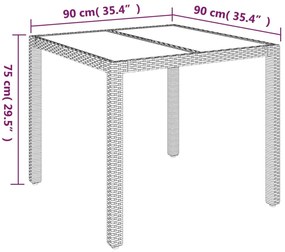 3 pcs conjunto de jantar p/ jardim c/ almofadões vime PE cinza