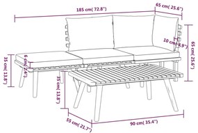 4 pcs conj. lounge jardim c/ almofadões madeira acácia maciça