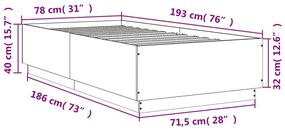Estrutura de cama 75x190 cm derivados de madeira branco