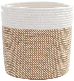 Cestos de arrumação 2 pcs Ø28x28 cm algodão castanho e branco