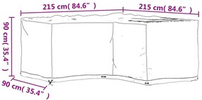Capas p/ mobília jardim forma de L 2 pcs 16 ilhós 215x215x90 cm