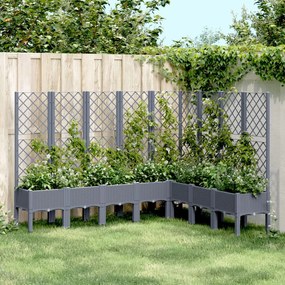 vidaXL Vaso/floreira de jardim c/ treliça 200x160x142 cm PP cinzento azul