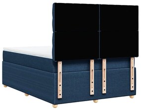 Cama com molas/colchão 140x200 cm tecido azul