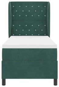 Cama Box com Colchão Verde Escuro 80 x 200 cm em Veludo