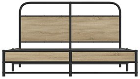 Estrutura de cama s/ colchão derivados madeira carvalho fumado