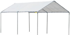 Outsunny Tenda de garagem 3x6 m Impermeável com Toldo de Tecido PE e Estrutura de Aço Galvanizado Branco