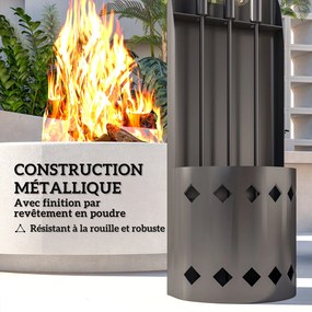Conjunto de 4 peças para lareira, acessórios e utensílios para lareira com vassoura, pá, atiçador e suporte, em metal preto