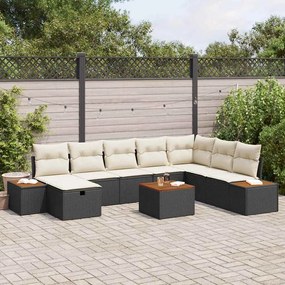 vidaXL Conjunto de Sofá de Jardim 9 pcs Preto Rattan Sintético