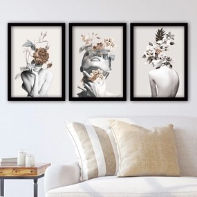 Pintura Decorativa em Moldura (3 Peças) 3SC06 – Multicolor – 35 x 45 c