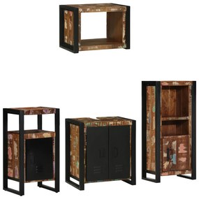 vidaXL Conjunto de Móveis para Banheiro com prateleira com armazenamento com porta 4 pcs