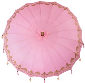 Guarda-sol Outros Manual Rosa x 260 cm Algodão e madeira sólida