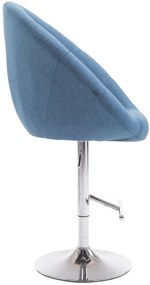 Banco de bar London em tecido e com estrutura cromada 65 x 107-128 x 57 cm Azul